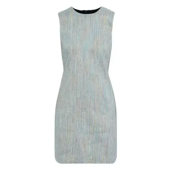 NWT Theory Easy Printed Linen Blend Shift Mini Dress Multi Stripe Size 6  Dresses